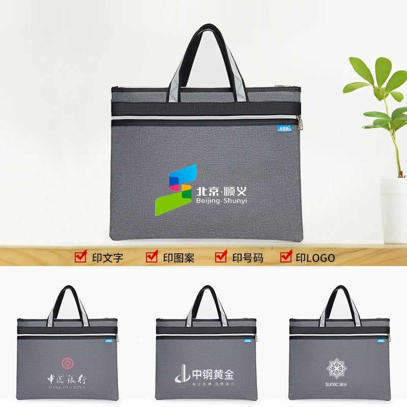 Self-Youxin briefcase custom logo tote bag file bag zipper Oxford cloth men's business briefcase 502