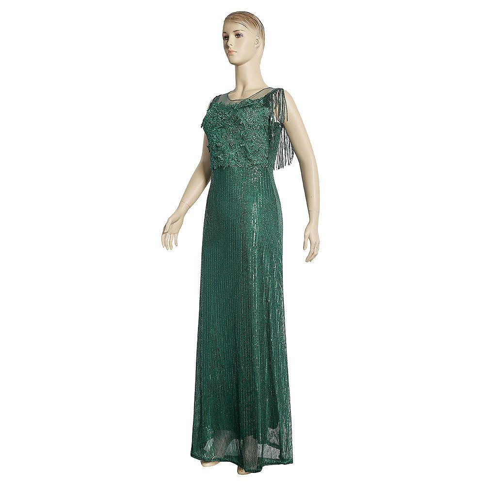 Aliexpress  autumn/winter  sequin tassel african plus size women's evening gown dress for banquets and special occasions