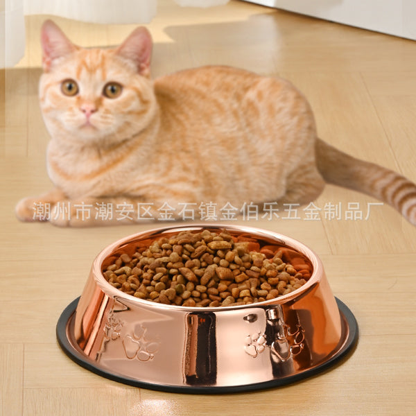 Creative anti-rust cat and dog universal dog edible pet feeding cat food bowl manufacturer hot-selling explosion anti-fall stainless steel dog bowl