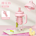 New arrival cartoon jumbo ice cup straw coffee cup large capacity with tea drain high temperature resistant handle straw water cup