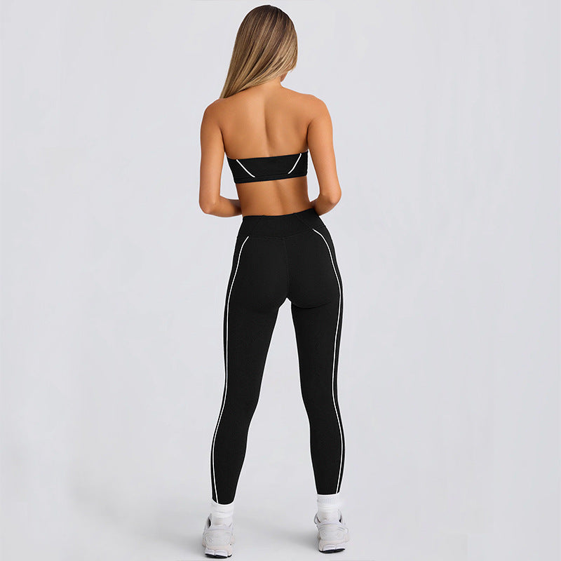 Tube toptops strapless pants high elastic back sports intimates bra non-slip running pilates yoga suit