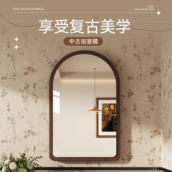 Medieval style special-shaped bathroom mirror, bathroom non-punching mirror, wall-mounted wall-mounted washstand, French cloud makeup mirror