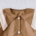 Fashion style children's clothing girl spring & fallnew arrival double pointed collar contrast color large lapel retrocasualloose windbreaker long skirt