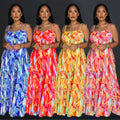 C6878 cross-border   fashion women's sexy printed cami pleated wide-leg jumpsuit