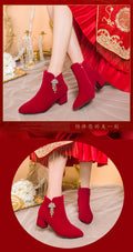 Wedding shoes for women xiuhe wedding dress two-wear 2022 new arrival engagement red thick heel bridal shoes not tiring feet high heels