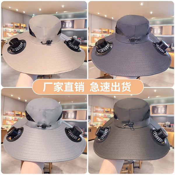 Spot camouflage solar double fan hat big wind bucket hat summer outdoor mountaineering fishing sun hat