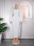 African fashionexport obese plus sizev neckelegantwork clothingdress women's clothing high waistlong sleeves long skirt