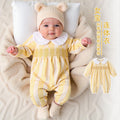 Newborn pure cotton class a clothing autumn super cute baby girl one-piece cute outing khaki ins romper autumn clothing