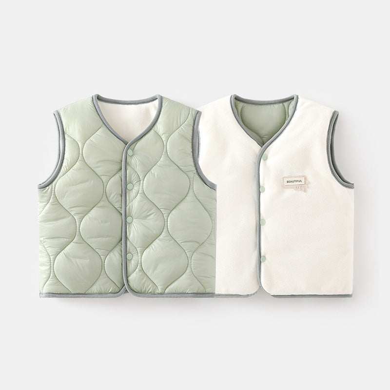 Babylon baby vest belly vest baby reversible autumn and winter style quilted kids vest vest imitation down