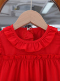 girls' summer dress - classic red sleeveless lace-trimmed sundress with open back - stylish princess dress for kids