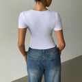 new european and american cross-border y2k hot girl style v-neck solid color tank top t-shirt women's autumn/winter  exclusive