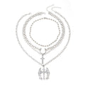 Wholesale cross pendant necklaces - cross-border creative halloween necklaces - layered design angel & devil clavicle chains