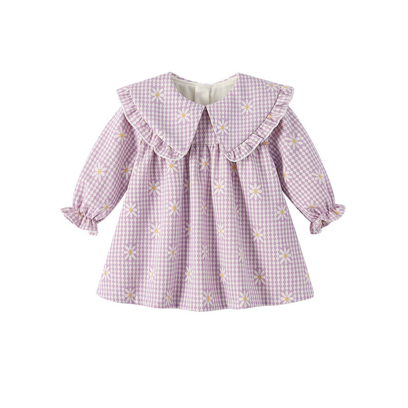 Kids' dresses:  autumn new collection - country style girls' dress, violet chrysanthemum princess dress, first birthday dress for girls