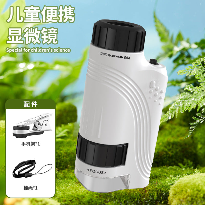 kids portable microscope toy outdoor handheld primary and secondary school students scientific experiment suit factory direct sales