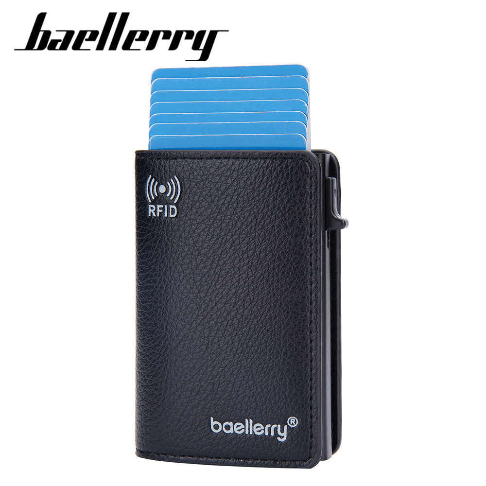 Baellerry new men's card bag  RFID anti-degaussing card clip side push card aluminum box credit card sleeve