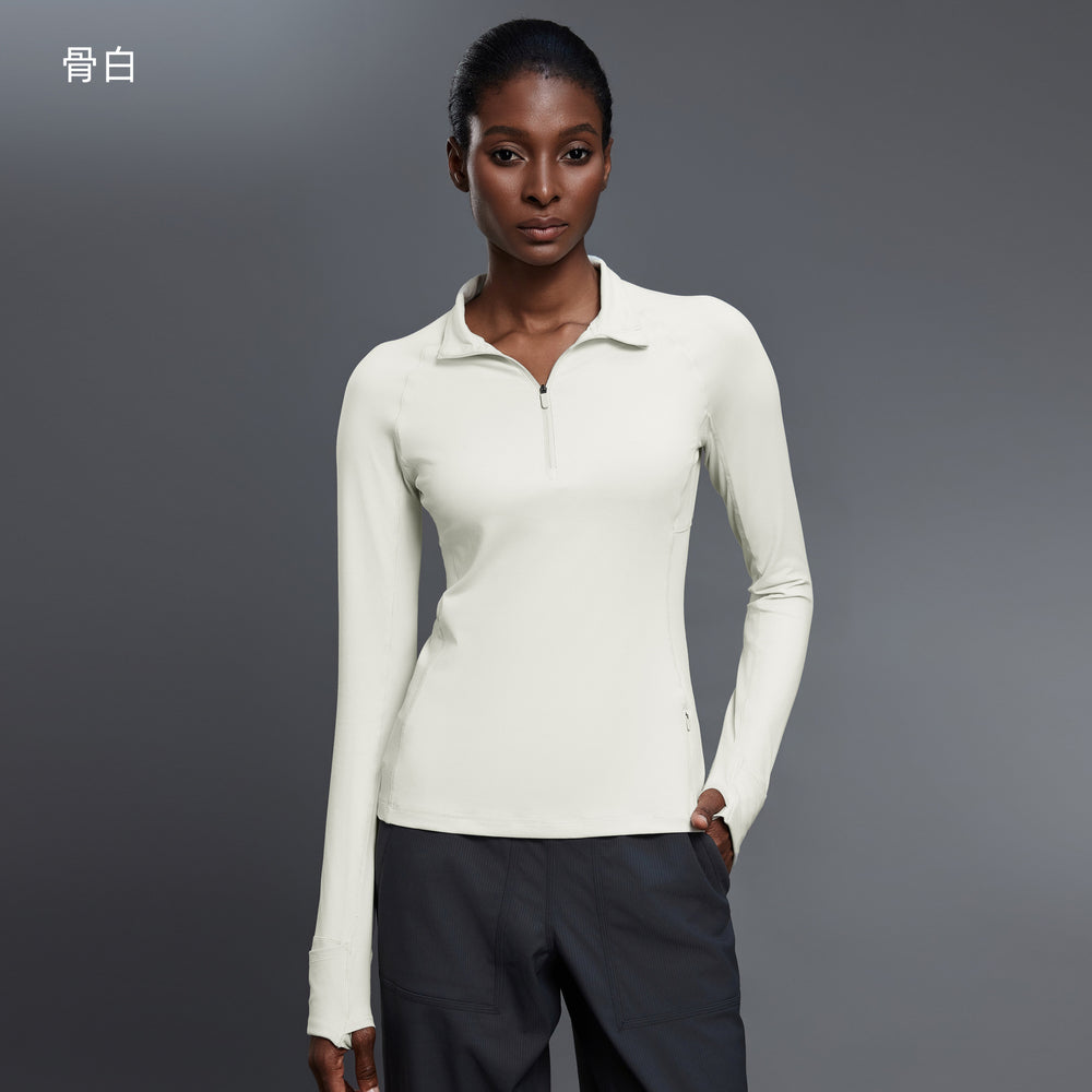 Autum half-zip long sleeves yoga wear stand collar silmslimming look fitness tops running sports t-shirt d25150