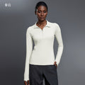 Autum half-zip long sleeves yoga wear stand collar silmslimming look fitness tops running sports t-shirt d25150