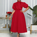 Q075  summer fashion elegant five-sleeve maxi evening gown long dress - cross-border european & american women's apparel