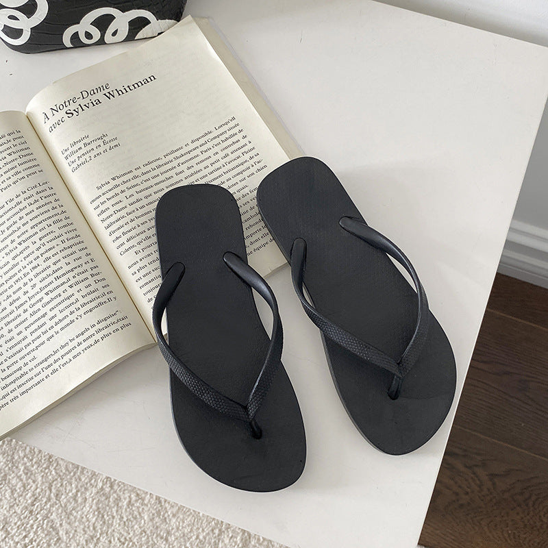 Flip-flops women's summer outwear casual black flip-flops non-slip beach shoes seaside ins trendy summer sandals men's style