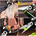 Stainless steel heavy-duty german-style kitchen scissors - durable, multi-purpose, everyday use (chicken bone, meat cutting, panda design)