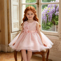 Girls' tulle first birthday wedding dress princess gown floral little girl baby wedding party dress