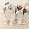 Baby autumn winter gentleman onesie heattech quilted outwear infant full month baby clothes thin cotton