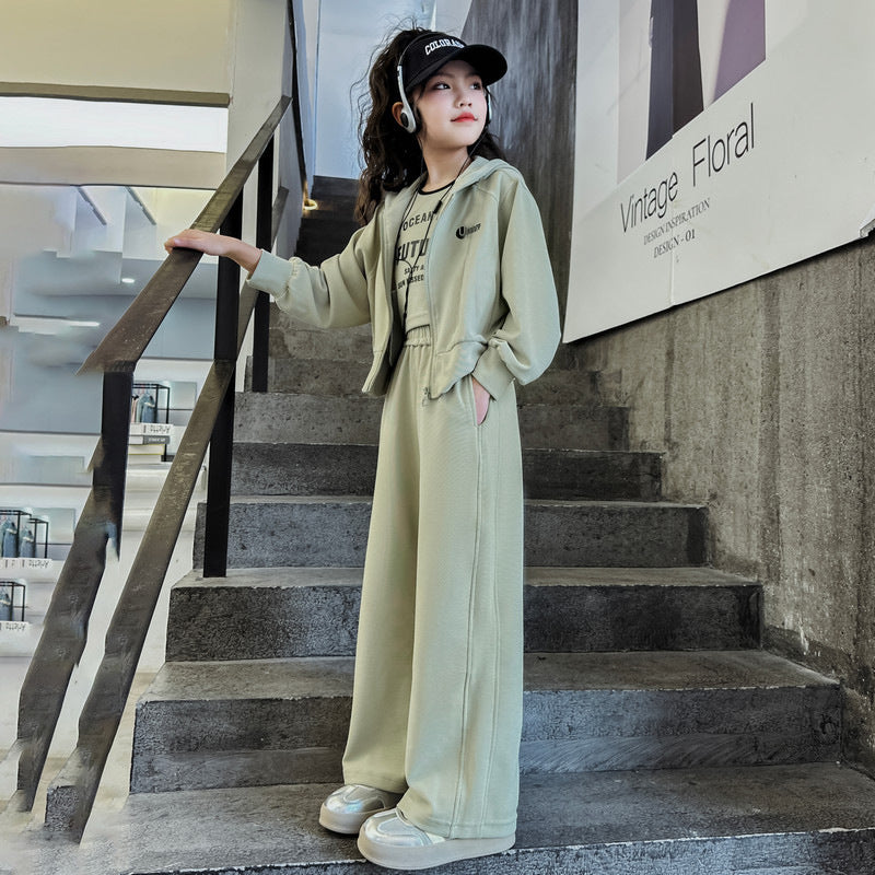 Girls' spring/autumn outfit set - new  spring collection - stylish korean-inspired fashion for girls - big kids' outerwear & activewear set - children's clothing