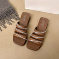 French chic minimalist flat sandals for women - summer 2025 outdoor wear, flat beach roman toe sandals, non-slip