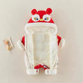 Newborn baby winter new chinese style thickened outfit for new year's visits, festive one-piece for baby boys and girls' first birthday celebration