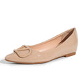 Metal v buckle patent leather nude flatsflats socialite style petites hidden heelflatsplus size women's shoes