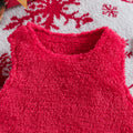 girlsuit red coral velvet hooded outwear vest tops skirtstuffedfall and winter three-piece suit