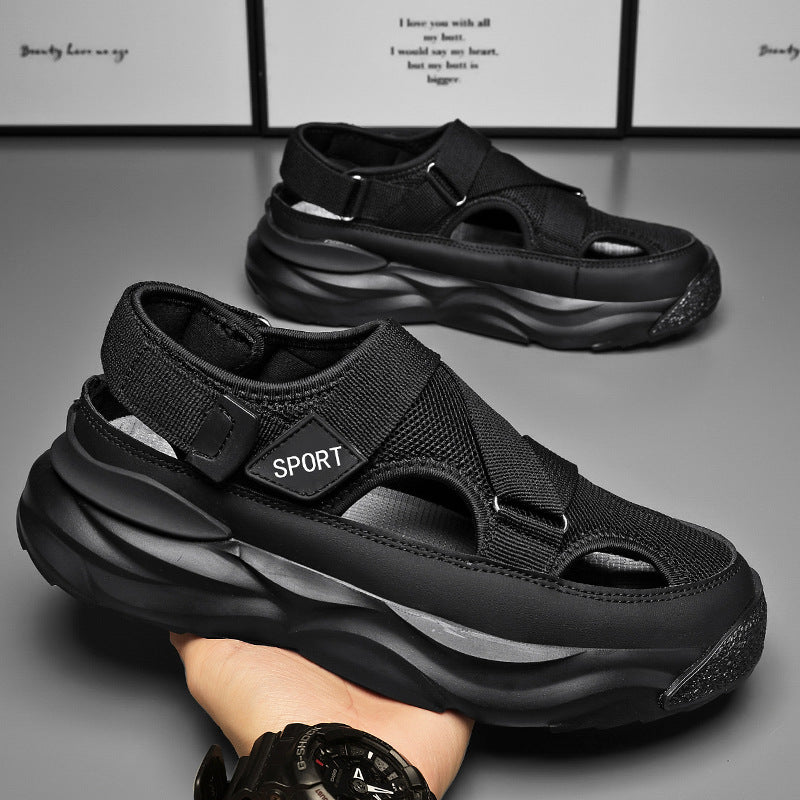Crocs 2026 new summer outwear dad driving sandals men thick sole mesh sports beach shoes men