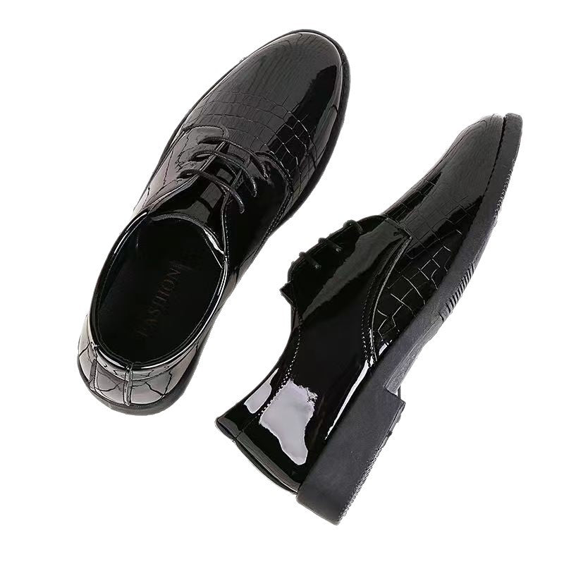 2024 new versatile black business formal leather dress shoes for men - lace-up work shoes, wedding shoes, stylish men's footwear