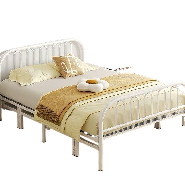 Foldable bed single bed portablefor home reinforced thickened iron frame dormitory double bed rental house simple small bed hard board