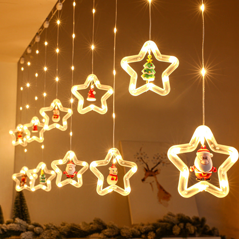 Christmas decorative light string star light string room curtain light atmosphere LED lights flashing Christmas tree ice strip light