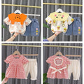 Girls' short-sleeve outfit:  new fashionable and stylish summer two-piece set for baby girls - short-sleeve top and shorts