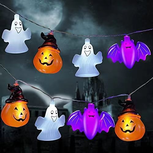 New Halloween light string skull ghost horror decorative lights ghost festival atmosphere small lights battery box pumpkin lights