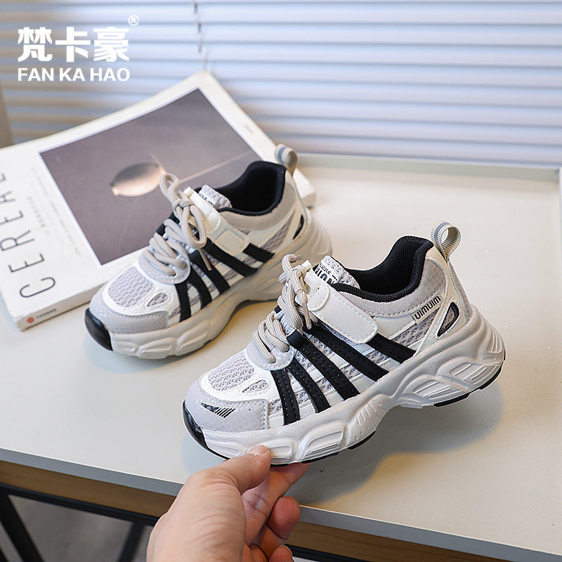 Vancahao girls' chunky sole lightweight fashion sneakers -  spring/autumn new korean style kids' trendy dad shoes