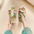 Women's slippers - 2025 summer new arrivals: trendy graffiti design, thick sole, outdoor/indoor wear, crossover sandals
