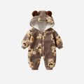 Multi-color baby romper -  autumn/winter collection - thickened winter style - hooded zip-up long sleeve onesie for infants and toddlers
