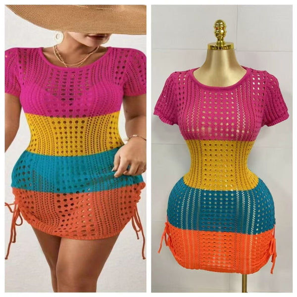Cross-border new beach pullover hollow knitted sunscreen blouse European and American sexy bikini pullover with summer