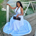 European and american cross-border women's fashion:  autumn new arrivals - sexy and elegant halter neck, cinched waist, slit hem, sleeveless maxi dress