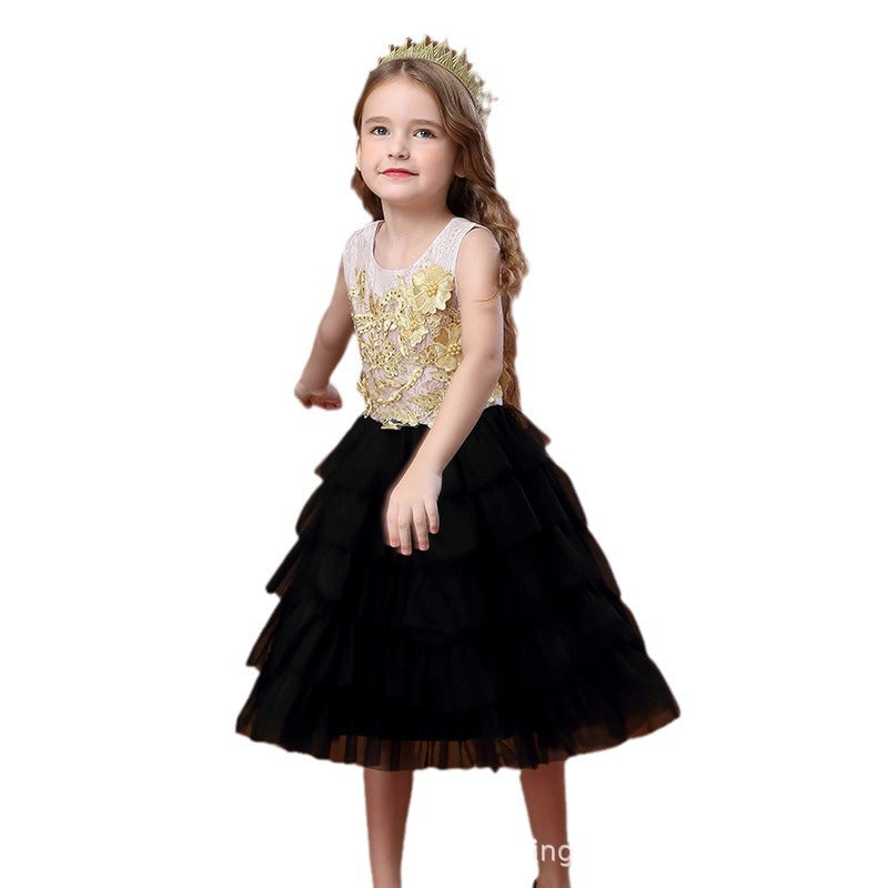 Custom-made girls' formal dresses, cake skirts, black swan tutu dresses, european and american style puffy skirts, children's birthday girl dresses