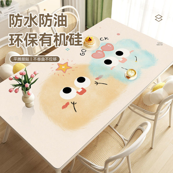 Environmentally friendly silicone dining table mat waterproof and oil-proof tablecloth household skin-friendly desktop protection dining mat leave-in non-slip table mat