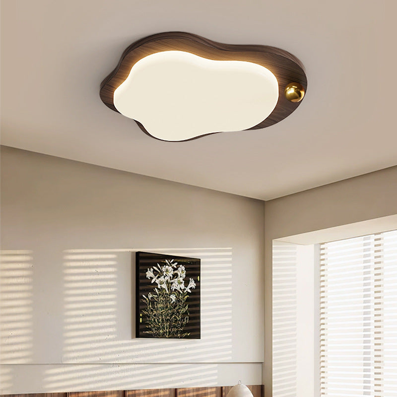 Log cream wind bedroom ceiling light simple modern new walnut pattern creative master bedroom eye protection room lighting