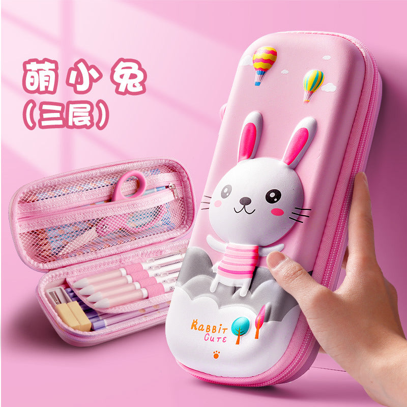 School season pencil bag ins wind niche large-capacity stationery bag high value primary school student stationery box 3D pencil case wholesale