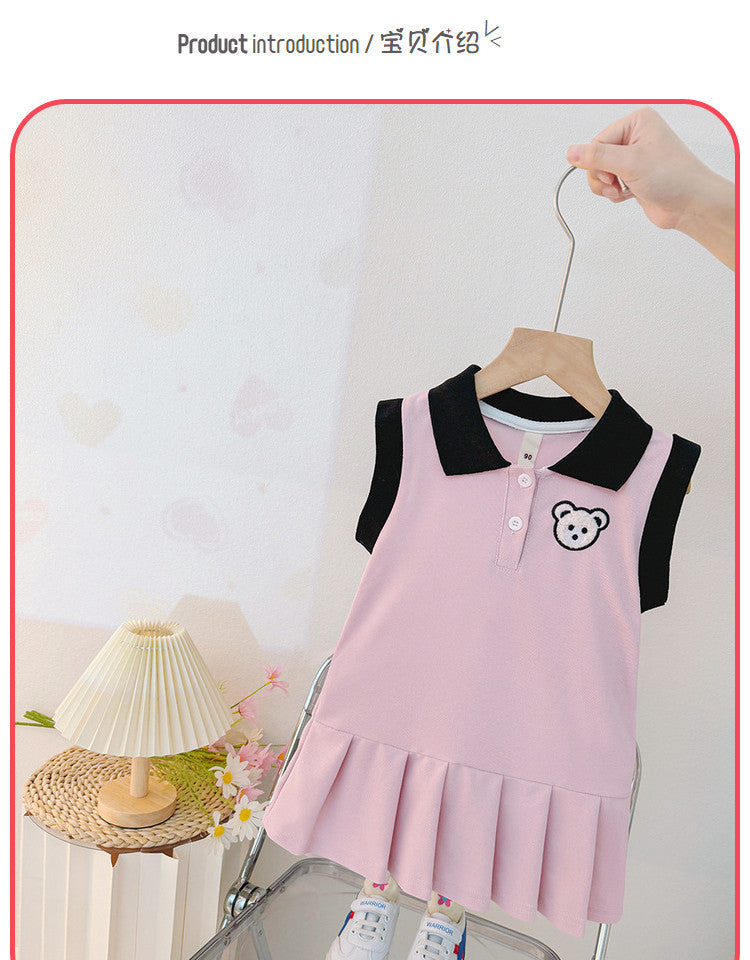 Girls' dress  new korean style children's polo dress casual chic fashionable sweet girl's skirt