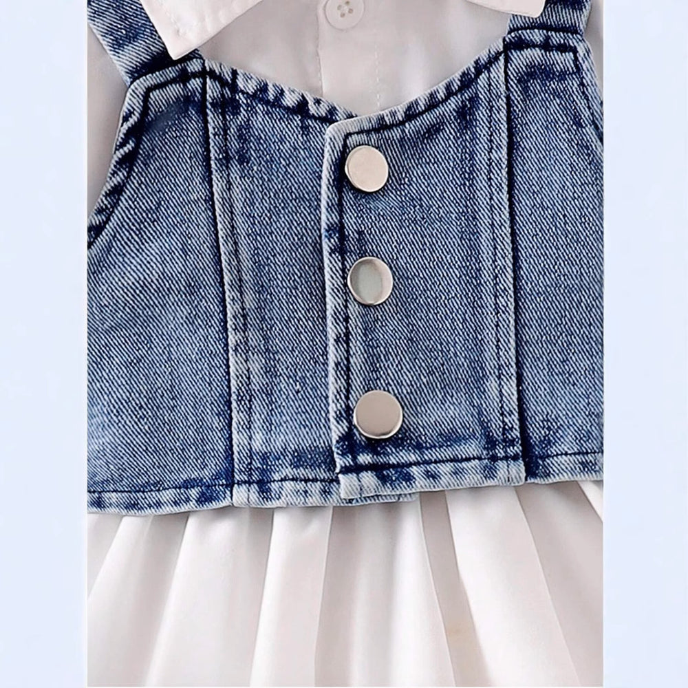 fashionexportfashionsummernew arrivalgirlsuitpure color puff sleeve dress with suspenders bag three-piece set