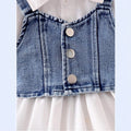 fashionexportfashionsummernew arrivalgirlsuitpure color puff sleeve dress with suspenders bag three-piece set