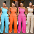C7508 cross-border   fashion women's elegant sleeveless top and pants set - summer collection